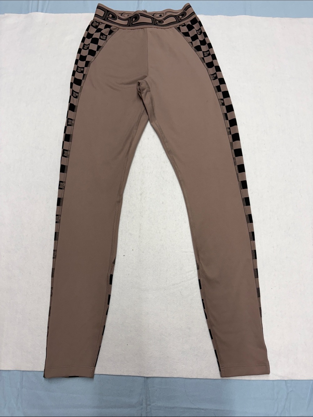 PINK Victoria's Secret Taupe Leggings with Black Checker Trim